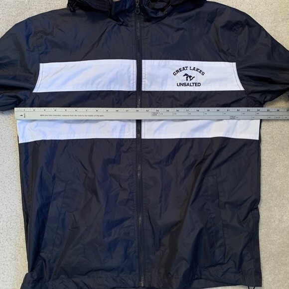 Great Lakes Unsalted NWOTs Navy White Windbreaker Zip Parka/Jacket Size Adult L - Picture 9 of 10